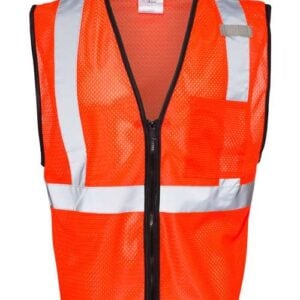Kishigo Single-Pocket Zipper Mesh Class 2 Vest | 1519-1520 - Fluorescent Red (1719) front view