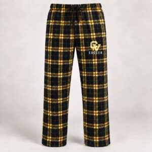 CV Soccer Flannel Pants — Black & Gold Plaid